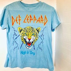 Def Leppard Women’s XS Cotton T-Shirt Blue Cotton High N Dry